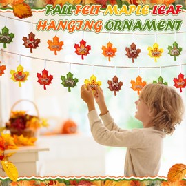 Mindsoft 30 Pcs Fall Tree Ornaments Thanksgiving Maple Leave Tree Decorations 3D Felt Maple Leaf Ornaments Autumn Plaid Hanging Fabric Decoration for Home Harvest Party Supplies