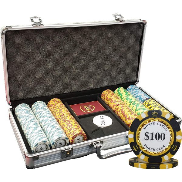 MRC 300pcs Monte Carlo Poker Club Poker Chips Set with