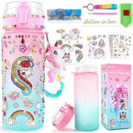 GirlsHome Decorate Your Own Water Bottle for Girls Age 4-6-8-10, Unicorn Toys for Girls Painting Crafts, Fun Arts and Crafts Kits 6-12 Year Old Toddler Girls Birthday Christmas Gifts Toys:_Unicorn Water Bottle Kits