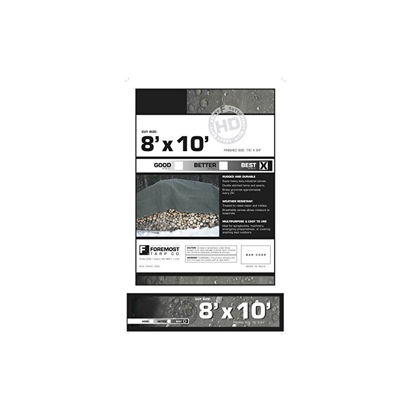 Dry Top 60810 Canvas Tarp, 8x10 Feet, Olive Green Drab