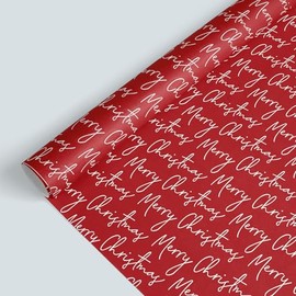 JarThenaAMCS Merry Christmas Wrapping Paper -Mini Roll- 17 Inch x 32.8Ft Red Gift Wrap Paper Xmas Art Paper for Holiday Birthday Baby Shower DIY Crafts