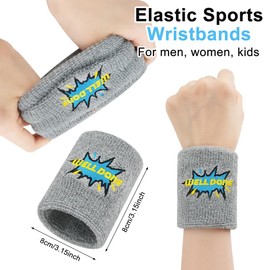 Pack of 12 Sports Bracelets, Colourful Sweatbands for Men and Women, Terry Cloth Sweatband, Breathable Wrist Bands, Thick Cotton Bands for Basketball, Football, Tennis, Sports Party Favours