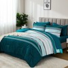 Teal Queen Comforter Set 7 Pieces, Blue Boho Striped Bed