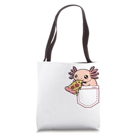 Pocket Axolotl Snacks Pizza Snaxalotl Axolotl In Pocket Tote Bag