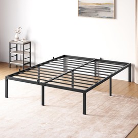 IDEALHOUSE 14 Inch Queen Bed Frame with Storage,Metal Platform Queen Bed Frame No Box Spring Needed Steel Slat Support Easy Assembly