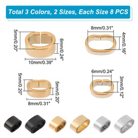 UNICRAFTALE 48 Pieces 3 Colours 6/8 mm Slider Beads Stainless Steel Rectangle Sliding Beads Large Hole Leather Strap Slider Loose Beads Bracelet Clasp Clips Beads for Bracelets Jewellery Making