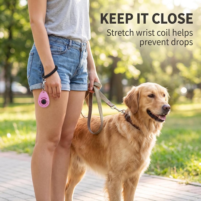 2Pcs Pink Dog Clicker for Training Easy to Use with