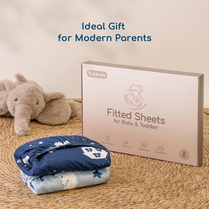 Yukkidds Moses Basket Sheets 2 Pack Pram Sheets Fitted Most