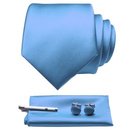 Jemigins Men's Necktie, Pin, Cuffs, Button, Chief, Business, Job Hunting, Weddings, School Entrance Ceremonies, Graduations, After-parties, Funerals, Parties, Father's Day, Gift Box Included, Shallow
