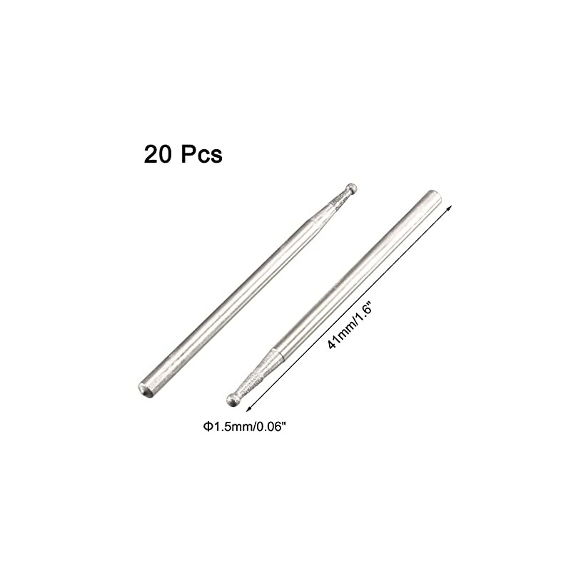 Sourcingmap 2.35mm Shank 1.5mm Dia Diamond Head Ball Shaped Grinding
