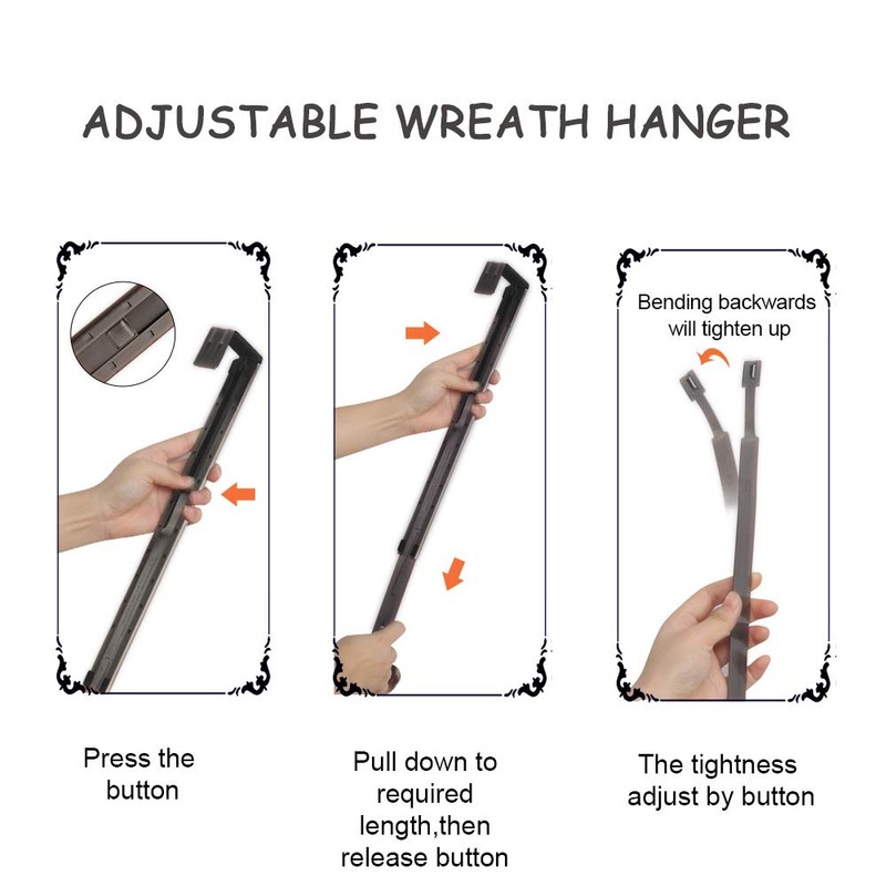 Myfolrena Adjustable Wreath Hanger from 15"-24", Metal Wreath Hook for