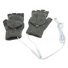 USB Warmer Heated Gloves Flip Half Fingerless Electronic Knitted Hand