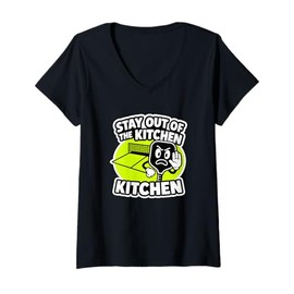 Womens Stay Out of the Kitchen 3D Text Design V-Neck T-Shirt