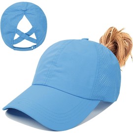 Criss Cross Hat Washed Distressed Baseball Cap Ponytail Hat High Messy Bun Ponycap for Women Quick Drying