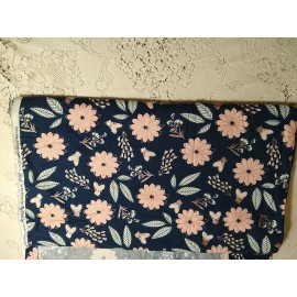 Riley Blake blush by Jen Allyson SC8010 Navy Pink Floral Cotton Fabric BTHY 18"