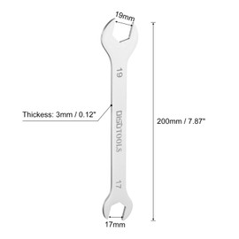 sourcing map Thin Open End Wrench 17mm x 19mm Metric Sandblasting Plated 3cr13 Stainless Steel, Double Ended Slim Spanner for Household Maintenance and General Repairs