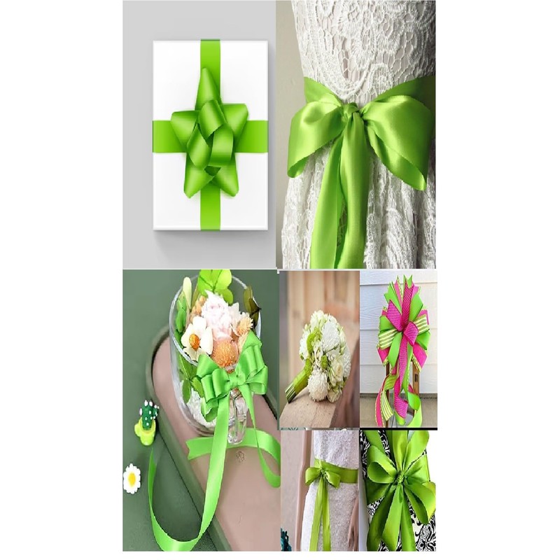 Double Faced Polyester Satin Ribbon, Flourscent Green -23 Metrs, Perfect