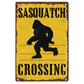 DOODLREAM Sasquatch Crossing Warning Wall Decor Sign Outdoor Yard Metal Tin Sign Retro Poster for Home Garage Man Cave Wall Decoration 8 x 12 Inch