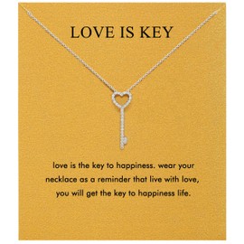 Baydurcan Inspirational Gifts for Women Dainty Heart Key Necklace Cute Necklace