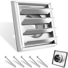 Dryer Vent Cover Outside 4 Inch, Stainless Steel Outdoor Dryer Vent Cover with Screws and Rubber Gasket for Exterior Wall Vent Cover, Outside Dryer Vent Covers for House