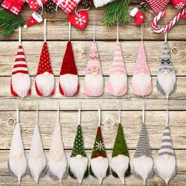 KAHEIGN 15Pcs Christmas Tree Hanging Gnomes, 15 Styles Hanging Scandinavian Santa Elf Plush Gnomes Handmade Swedish Tomte Dolls Ornaments for Christmas Holiday Party Decorations (15 x 7cm)