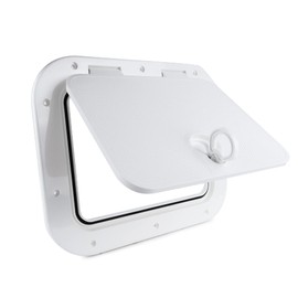 Five Oceans Marine Deck Access Hatch with Locking Slam Latch Handle, Off-White UV-Stabilized Polypropylene, 15-11/16 inches (398mm) x 12-7/8 inches (327mm), Easy Installation, Water-Tight, FO-2347-1