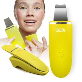 GESS Exotic Ultrasonic Exfoliator for Facial Cleansing, 5 Modes Pore Cleanser Skin Scrubber, Ultrasonic Scrub, Anti Ageing Blackhead Remover, Face Tightening - Yellow