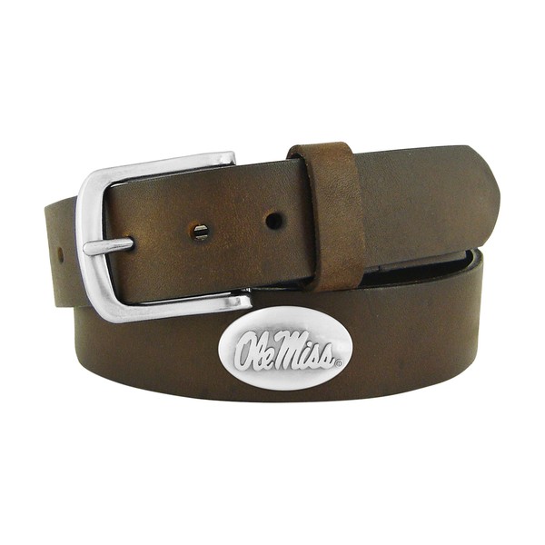 NCAA Mississippi Old Miss Rebels Zep-Pro Leather Concho Belt, Brown, 34-inches
