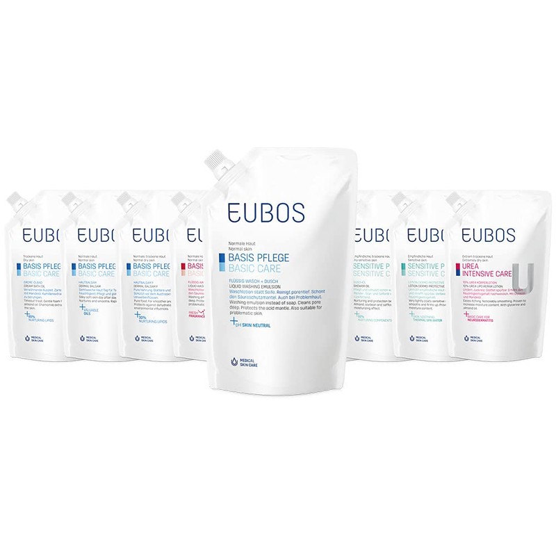 Eubos Refill bag wash emulsion blue, 400 ml, against blemished