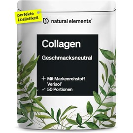 natural elements Collagen Powder 500 g - Collagen Hydrolysate Peptides - Collagen Type 1 and 3 - Perfect Solubility, Natural Taste without Flavours - Laboratory Tested and Produced in Germany