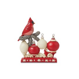 Enesco Jim Shore Heartwood Creek Nordic Noel Christmas Cardinal Figurine- Stone Resin Hand Painted Crafted Collectible Figurines Christmas Home Decor Statue, 6.69 Inch
