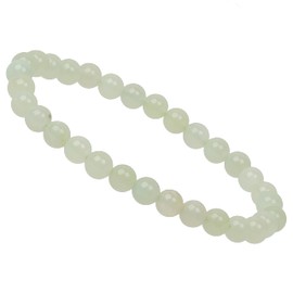 ELEDORO Stretch Bracelet Made of Real Gemstone Beads (6 mm) - Pearl Bracelet for Stylish Elegance (New Jade Serpentine), Gemstone gemstone Serpentine New Jade