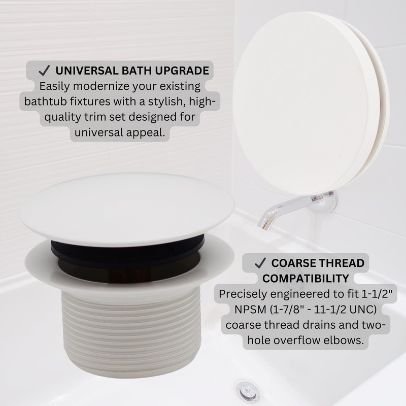 Westbrass D398RK-50 1-1/2" NPSM Coarse Thread Mushroom Tip-Toe Bathtub Drain