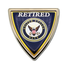 Navy Retired Shield Chrome Emblem