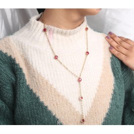 Touchstone NEW Indian Bollywood Fresh Fashion Handcrafted Modern Style Definition Round Cut Red Color Faux Ruby Chunky Chain Designer Jewelry Necklace In Antique Gold Tone For Women., Rhinestone, No