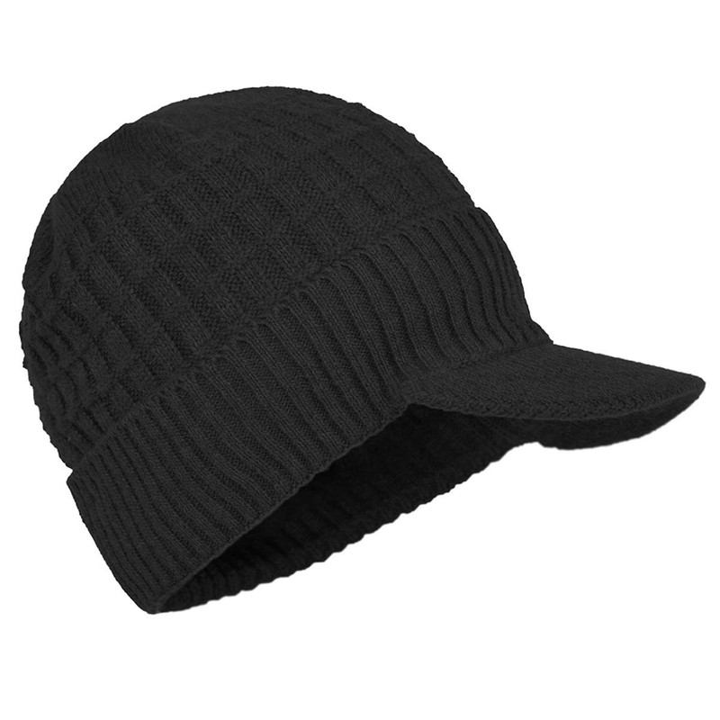 Yixda Men's Winter Hat with Peak, Warm Knitted Beanie Cap