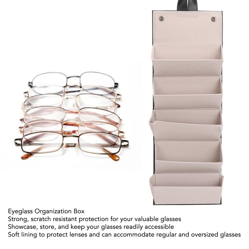 5 Slot Eyeglasses Storage Case Black Folding Multi Compartment Sunglass
