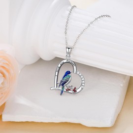 SELKAT Cardinal/Blue Jay Necklace 925 Sterling Silver Red/Blue Bird Pendant Necklace Memorial Cardinals Appear When Angels Are Near Jewelry Gifts for Women (Blue Jay)