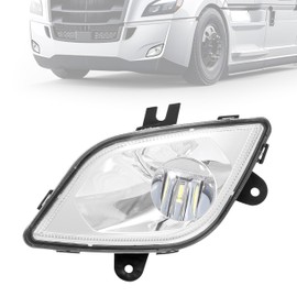 HECASA Front Left Full LED Fog Light Compatible with 2018-2024 Freightliner Cascadia Front Bumper Fog Light Lamp DRL Clear Lens Chrome Housing Driver Side Replacement for A6603653002