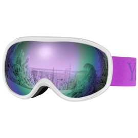 Yafaca Ski Goggles for Men and Women, Anti-Fog Snowboard Goggles with Dual Lens, UV 400 Protection, Ski Goggles for Glasses Wearers, Compatible Helmet, Ski Goggles for Children, Boys, Girls
