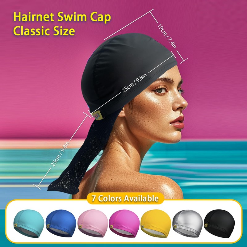 Women PU Coat Waterproof Fabric Hairnet Swim Cap Swim Hat