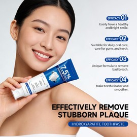 Premium Nano Hydroxyapatite Toothpaste - 7.5% nHAP for Brighter-Looking Smile, Fluoride-Free Whitening Formula with Natural Peppermint, Enamel Appearance Support (4.23oz/120g)