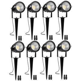 Low Voltage Landscape Lights, 10W 12/24V 2700K Warm White Landscape Lighting, IP65 Waterproof Outdoor LED Spotlight for Garden Yard Tree, 8 Pack with Connectors