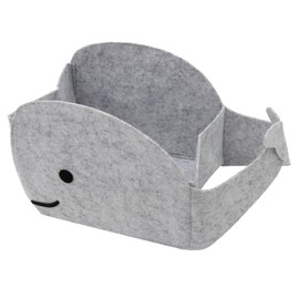 Aynaxcol Storage Basket Felt Storage Bin Whale Shaped Collapsible & Convenient Box Organizer with Carry Handles for Home Bedroom Closet Babies Nursery Toys (Small)