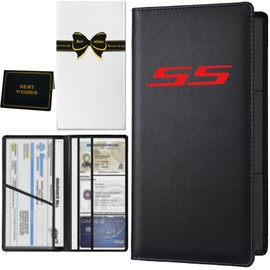 Car Registration and Insurance Holder with Magnetic Shut Compatible With Chevy Camaro SS Vehicle Glove Box Car Organizer Auto Comparment Accessories Case for Essential Document, Driver License, Cards