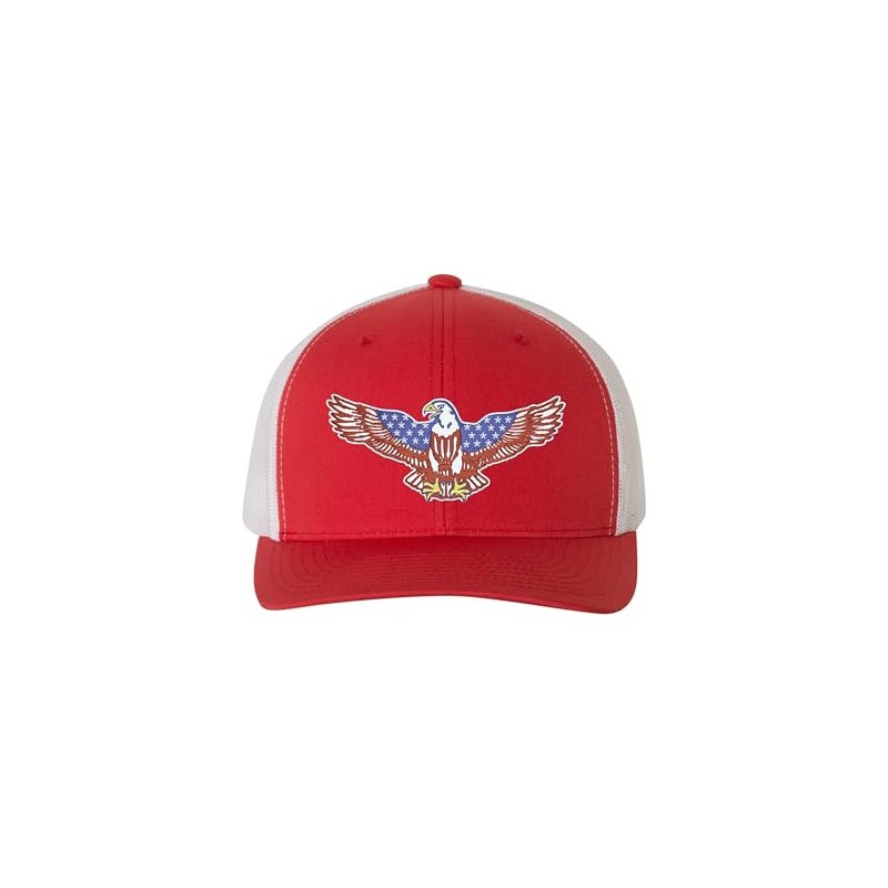 Adjustable Red/White Structured Trucker USA Bald Eagle Stars & Stripes
