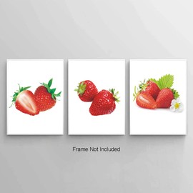 TANXM 3 Set – Strawberry Fruits Wall Artwork Paintings,Colorful Fruits Canvas Wall Art,Walls Canvas Art Work for Kitchen Dining Room Home Decor- No Frame,8"x10"