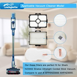 Leadaybetter HZ3002 Filter Replacement for Shark HZ3002 HZ3000 Stratos Ultralight Corded Stick Vacuum Cleaner, Compare to Part # XFFKHZ3000 & XHFHZ3000