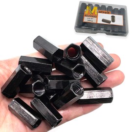 Matrelt 14Pcs Black 3/8"-16 Hex Coupling Nut, Threaded Rods Nuts Black Zinc Plating Extended Hexagon Rod Coupling Nuts, Threaded Connectors for Full All Threaded Rod, Eyebolts,Wedge Anchor,Chain Links
