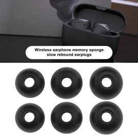 YINETTECH 6Pcs Memory Foam EarBuds Replacement Compatible with Jabra Elite 75t 65t Earphones Memory Foam Ear Tips Accessories Black